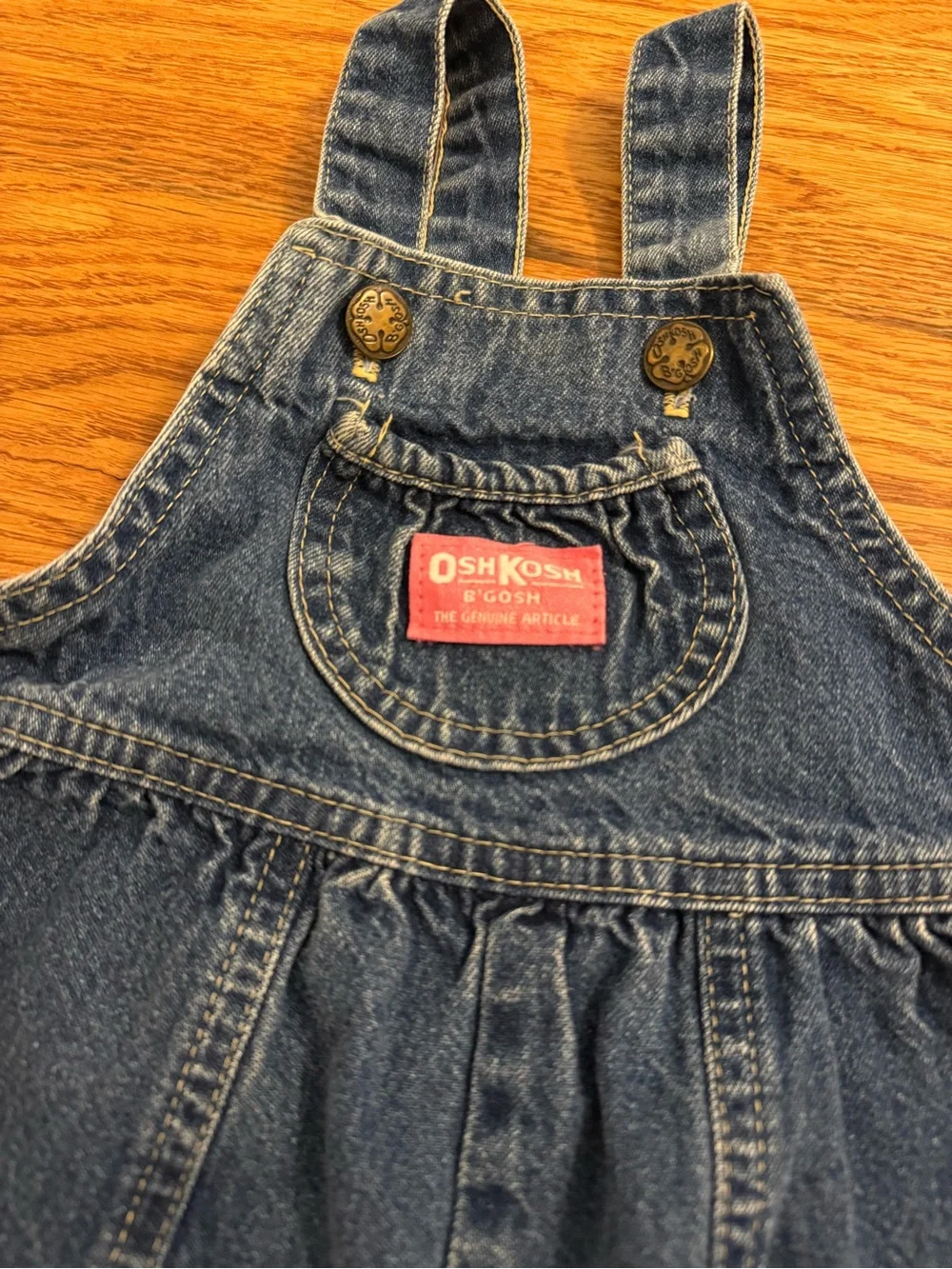 Vintage OshKosh B'gosh Baby Blue Denim Overall Bubble Romper Size 2T Made in USA